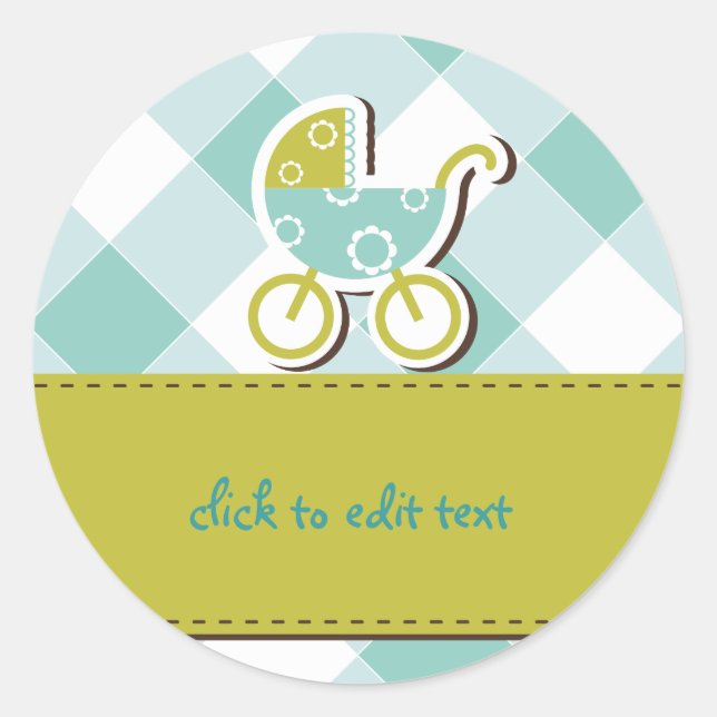 Sticker Rond baby Boy Buggy Bleu et Vert (Devant)