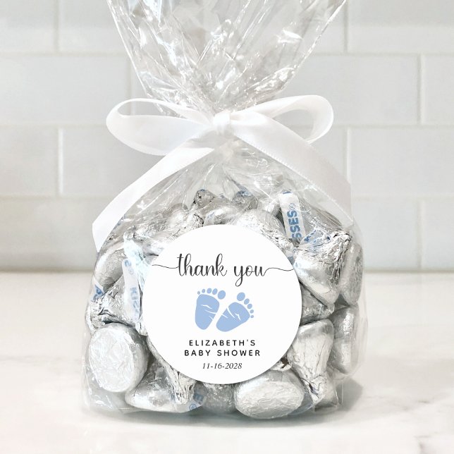 Sticker Rond Baby Boy Douche Pieds Bleus Merci (Créateur téléchargé)