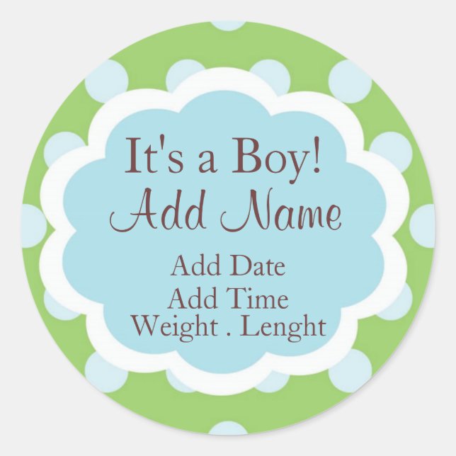 Sticker Rond Baby Boy Faire-part Stcker (Devant)