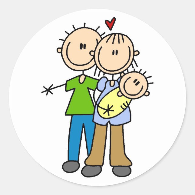 Sticker Rond Baby fabrique trois t-shirts et cadeaux (Devant)