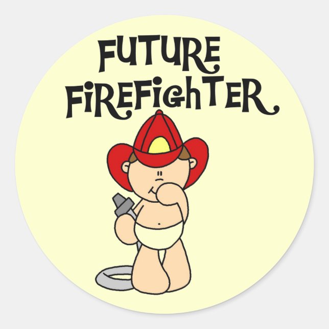 Sticker Rond Baby Future Firefighter Tshirts et cadeaux (Devant)