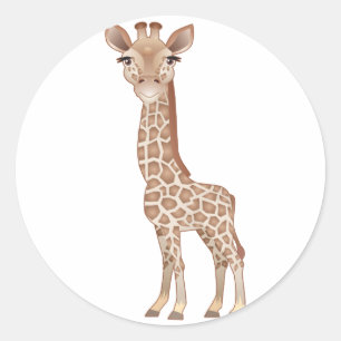 Sticker Rond Baby Giraffe