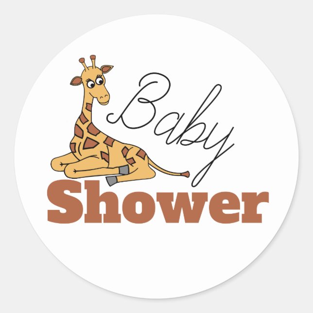 Sticker Rond Baby Giraffe, Baby shower (Devant)