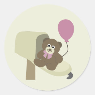 Sticker Rond Baby Girl Douche par Enveloppe Mail Phoques