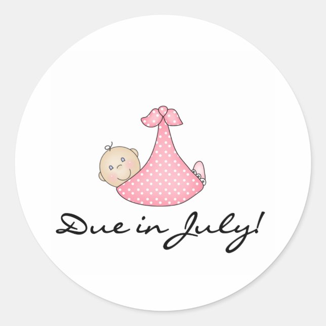 Sticker Rond Baby Girl due en juillet (Devant)