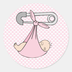Sticker Rond Baby Girl in Blanket