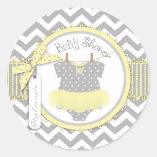 Sticker Rond Baby Girl Tutu Chevron Baby shower d'impression
