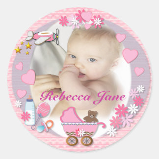 Sticker Rond Baby Girl Your Photo here