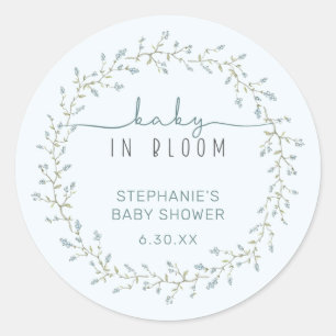 Sticker Rond Baby in Bloom Baby shower Favor
