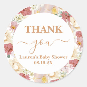 Sticker Rond Baby in Bloom Baby shower Girl