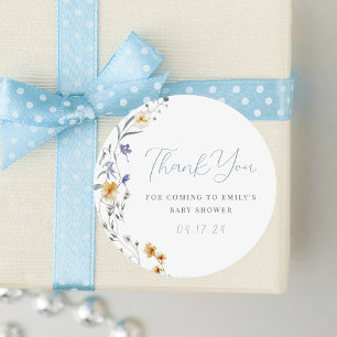 Sticker Rond Baby in Bloom Baby shower Merci