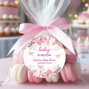 Sticker Rond Baby in Bloom Blush Baby shower Rose