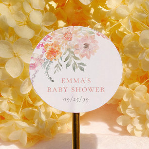 Sticker Rond Baby In Bloom Fête Florale de Printemps Rose et