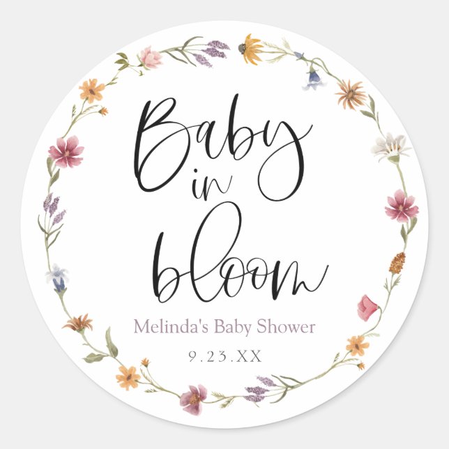 Sticker Rond Baby in Bloom Fleur sauvage (Devant)