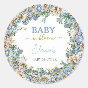 Sticker Rond Baby in Bloom Fleur sauvage Elegant Baby shower ga