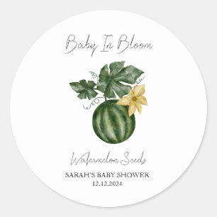 Sticker Rond Baby In Bloom l Baby shower de graines de pastèque