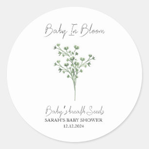 Sticker Rond Baby In Bloom l Baby shower de la respiration du b