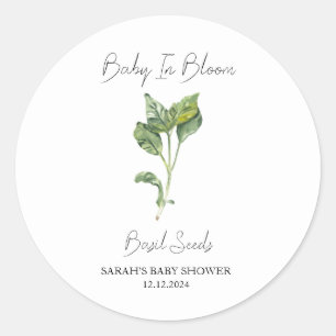 Sticker Rond Baby In Bloom l Basil Baby shower de semences