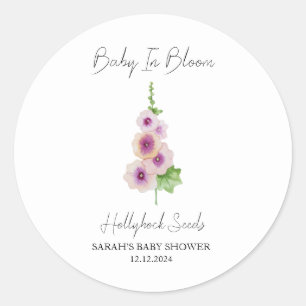 Sticker Rond Baby In Bloom l Hollyhock Seeds Baby shower
