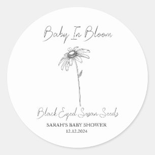 Sticker Rond Baby In Bloom l Noir yeux susan graines Baby showe