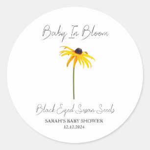 Sticker Rond Baby In Bloom l Noir yeux susan graines Baby showe