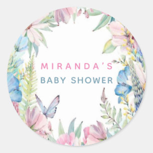 Sticker Rond Baby In Bloom Pastel Baby shower Fleur sauvage