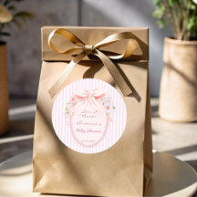 Baby in bloom retro preppy bow baby shower favor