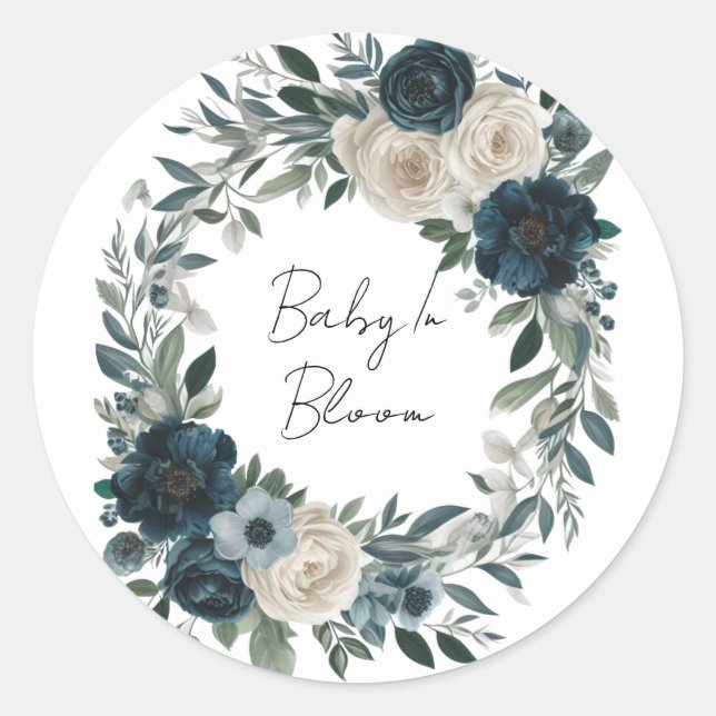 Sticker Rond Baby In Bloom : Un Baby shower d'inspiration jardi (Devant)