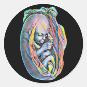 Sticker Rond Baby In The Womb L'Art Abstrait De L'Anatomie Huma