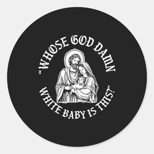 Sticker Rond Baby Is This Christian Nativity Parody  (Devant)