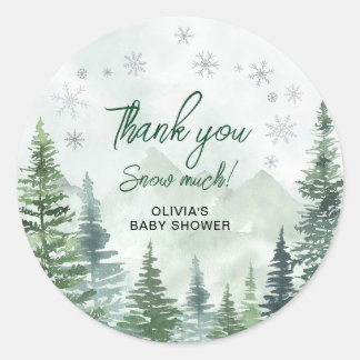 Sticker Rond Baby it's Cold Outside Baby Shower Thank you