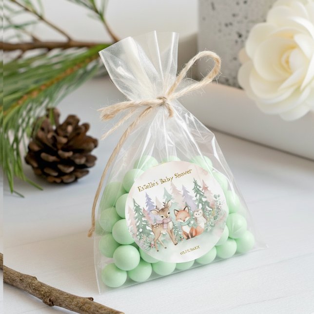 Sticker Rond Baby It's Cold Outside modern Winter Woodland  (Créateur téléchargé)