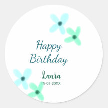 Baby kids 1st birthday add name blue green pastel 