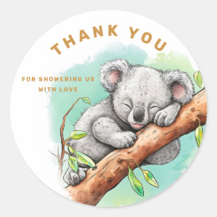 Sticker Rond Baby Koala Baby shower Merci