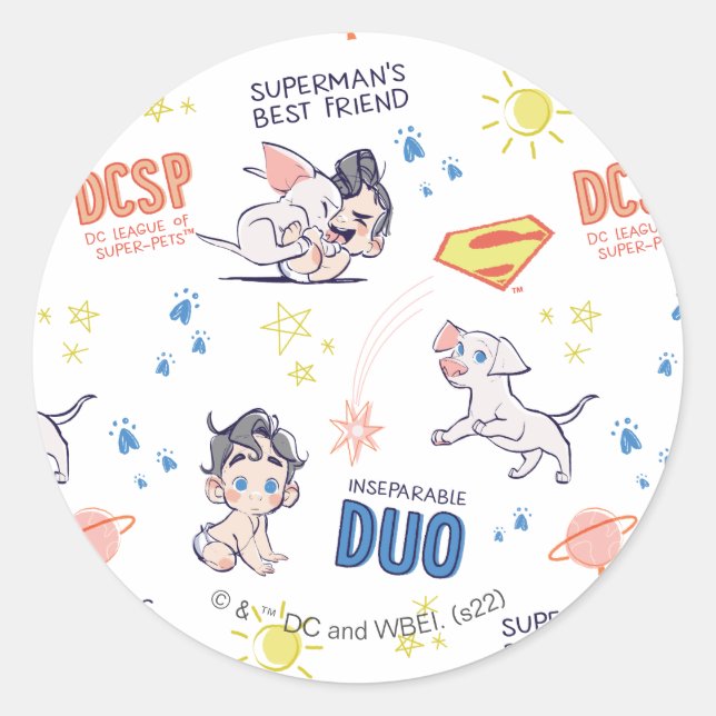 Sticker Rond Baby Krypto & Superman Motif (Devant)
