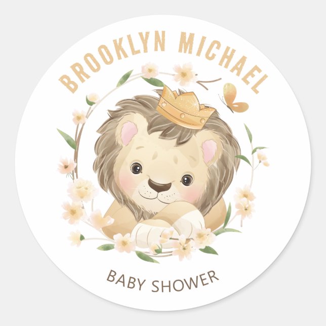 Sticker Rond Baby Lion King Baby shower jungle (Devant)