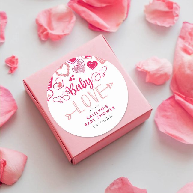Sticker Rond "Baby Love" Baby shower de la Saint Valentin (Créateur téléchargé)