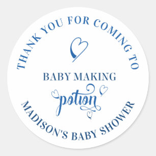 Sticker Rond Baby Making Potion Boy Baby shower Merci