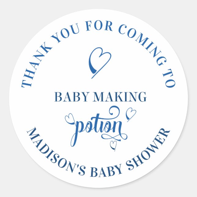 Sticker Rond Baby Making Potion Boy Baby shower Merci (Devant)