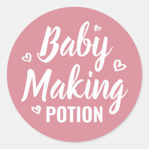 Sticker Rond Baby Making Potion Drôle Douche Merci Coeurs