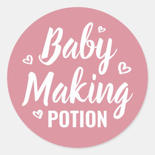 Sticker Rond Baby Making Potion Drôle Douche Merci Coeurs (Devant)