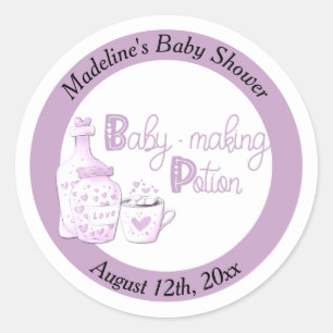 Sticker Rond Baby Making Potion Lilac Baby shower Favoriser