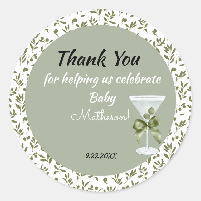 Sticker Rond Baby Martini 'tini-one'  (Devant)