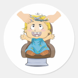 Sticker Rond Baby Obtenir Coupe de cheveux amusant Enfants Barb