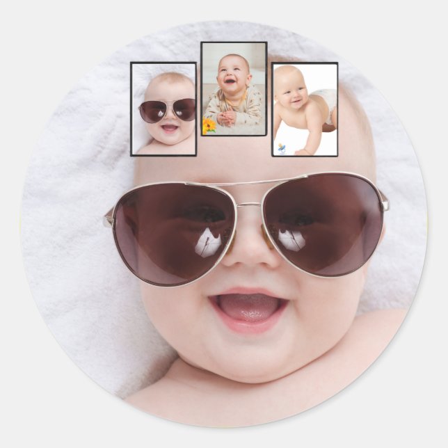 Sticker Rond Baby Photo Picture Montage Magnet (Devant)