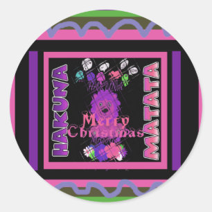 Sticker Rond Baby pink Beautiful Merry Christmas Hakuna Matata
