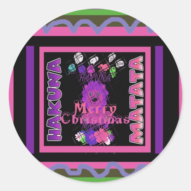 Sticker Rond Baby pink Beautiful Merry Christmas Hakuna Matata (Devant)