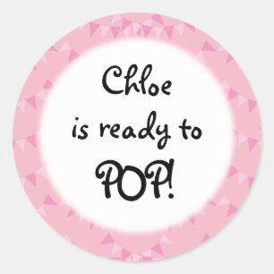 Sticker Rond Baby Pink Bunting Prêt à POP! Baby shower