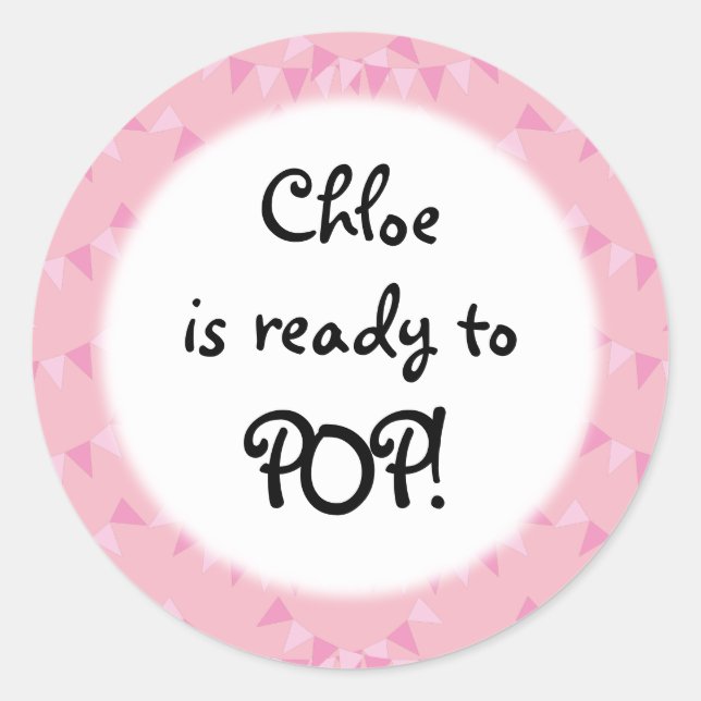 Sticker Rond Baby Pink Bunting Prêt à POP! Baby shower (Devant)