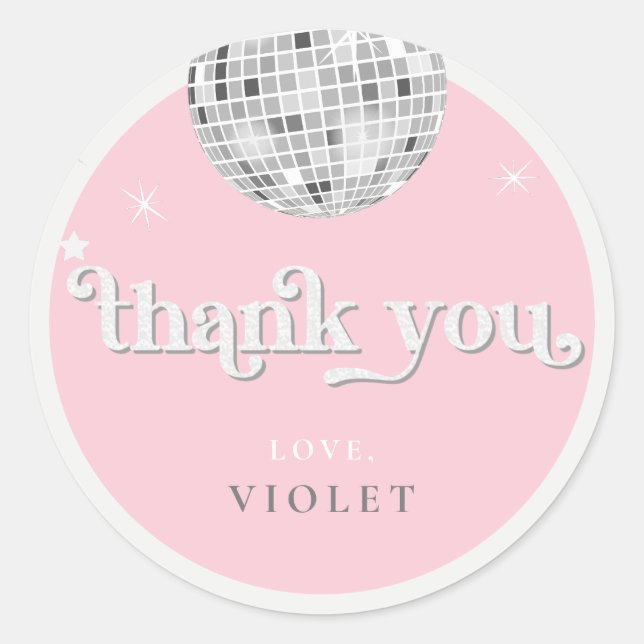Sticker Rond Baby Pink Disco Bridal Shower Circle (Devant)
